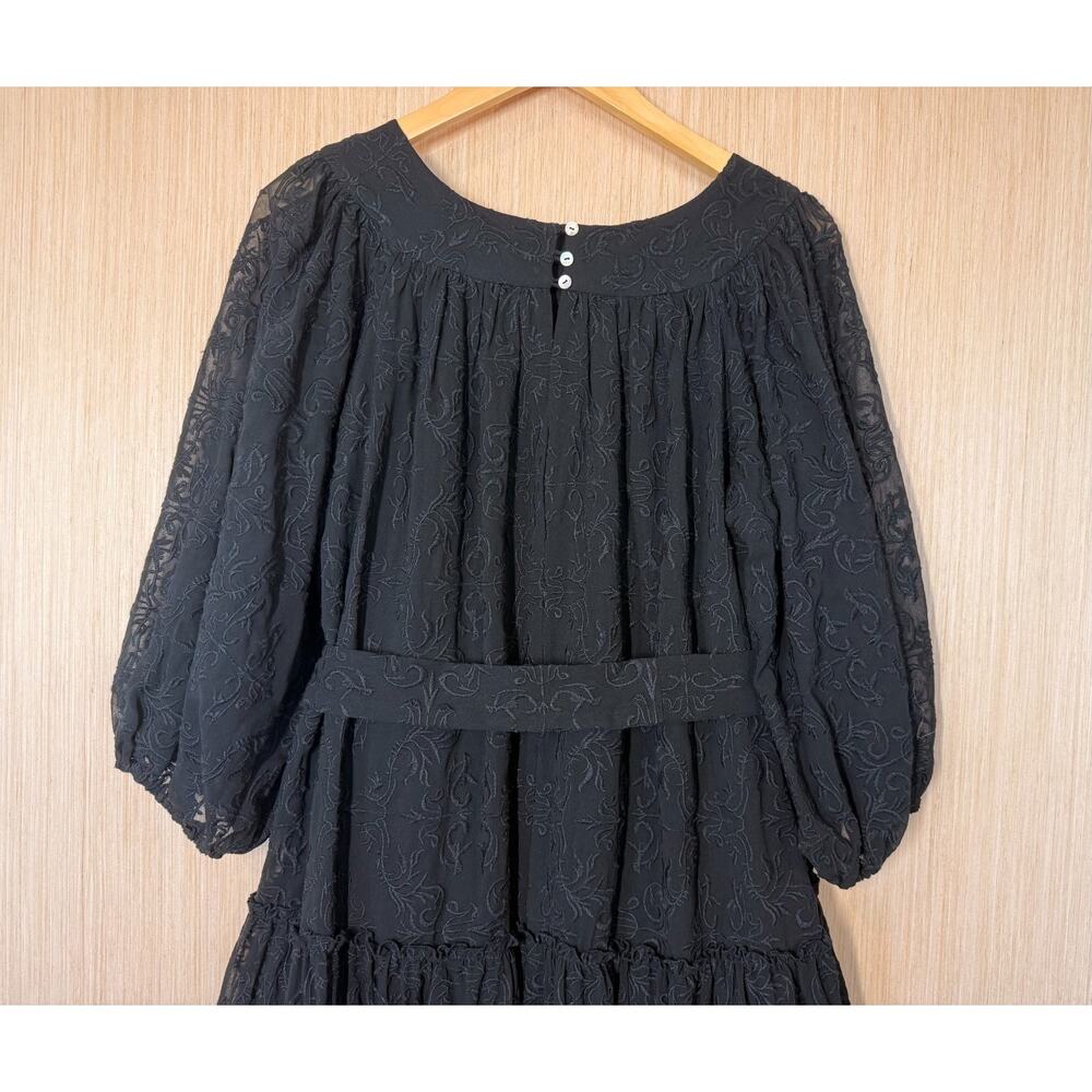 Anthropologie Eri + Ali Astrid Embroidered Dress Womens Size Large Black - Picture 6 of 12